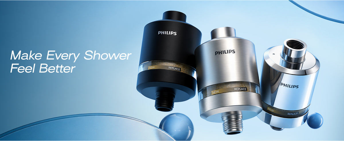 Philips Shower Filter, Visible Window & Clear Filter Cartridge, Black