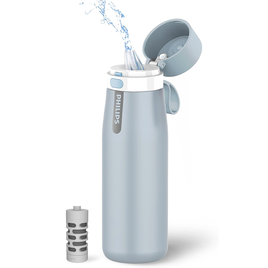 Philips Water GoZero Everyday Insulated Stainless Steel Water Bottle with Philips Everyday Tap Water Filter