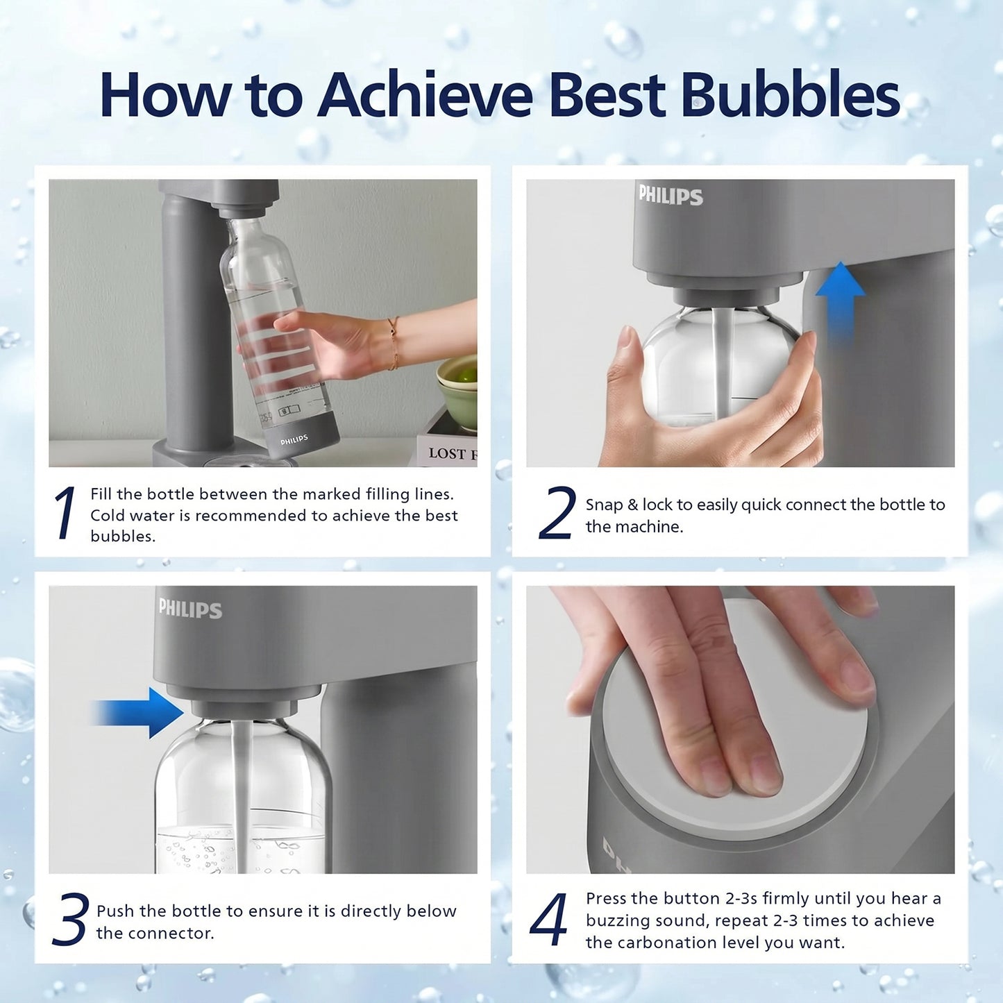 PHILIPS Sparkling Water Maker, Soda Maker Machine with 1L Quick Twist Carbonating Bottle