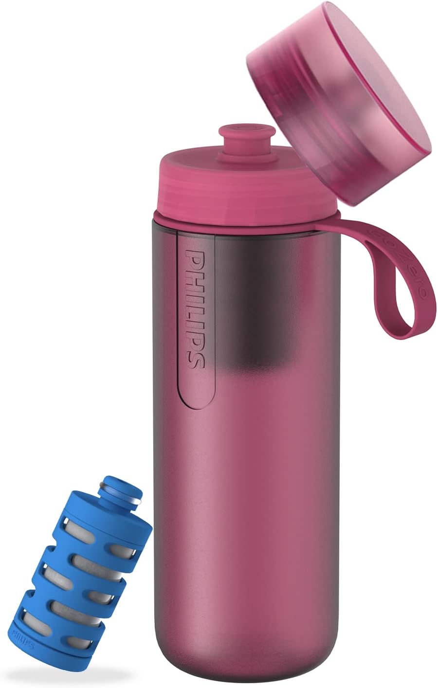 Philips GoZero Water BPA-Free Active Water Bottle with Tap Water Fitness Filter, Sport Squeeze Water Bottle, Lightweight