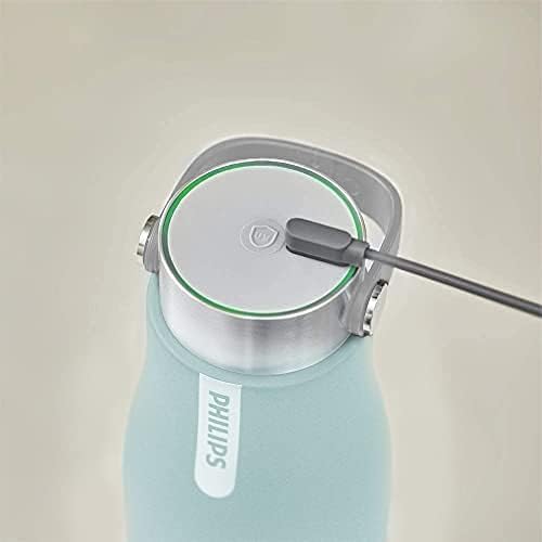 Philips Water GoZero UV Self-Cleaning Smart Water Bottle Vacuum Stainless Steel Insulated Water Bottle with Handle Double-wall, Auto Cleaning, Keep Drink Hot or Cold, BPA Free
