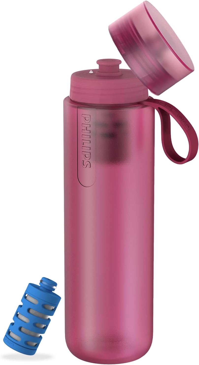 Philips GoZero Water BPA-Free Active Water Bottle with Tap Water Fitness Filter, Sport Squeeze Water Bottle, Lightweight