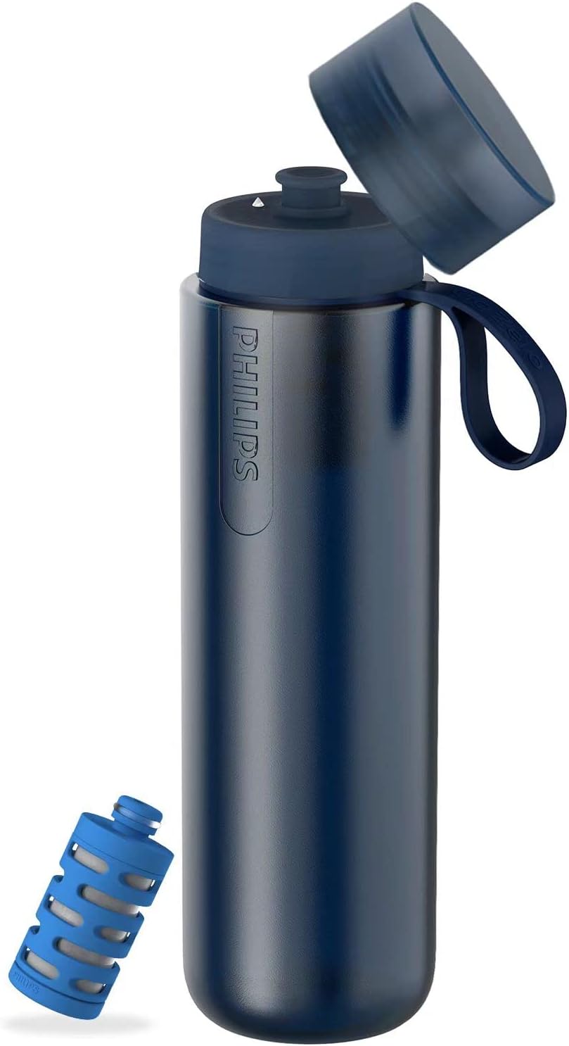 Philips GoZero Water BPA-Free Active Water Bottle with Tap Water Fitness Filter, Sport Squeeze Water Bottle, Lightweight