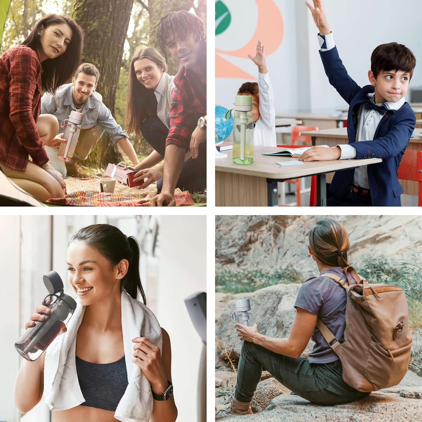 PHILIPS Filtered Water Bottle, BPA-Free Tritan Plastic Water Bottles, Replaces 450 Plastic Water Bottle with Reusable GoZero Everyday Water Filter, Portable Filtering Bottle for Travel