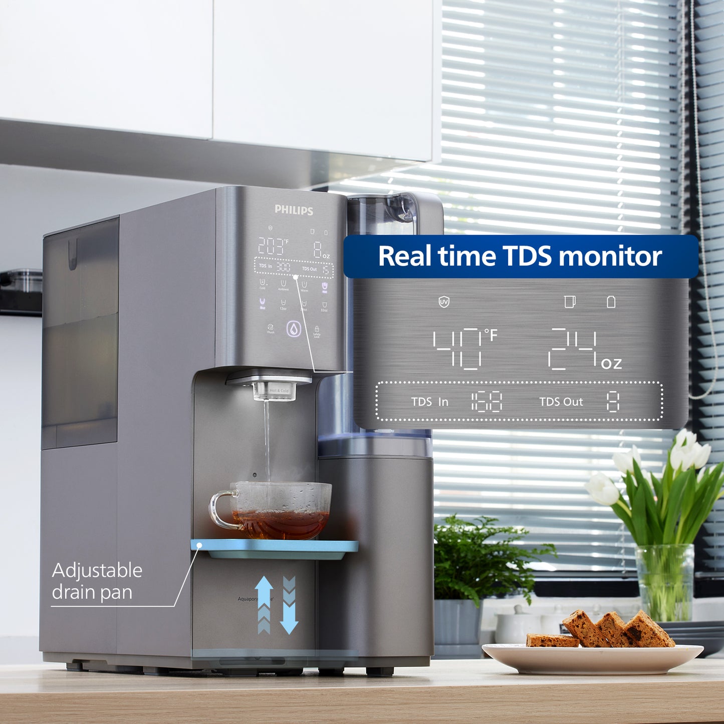 Philips Reverse Osmosis Water Dispenser Countertop, RO Cold and Hot Water, NSF/ANSI 372 Certified, ADD6928DG