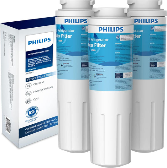Philips AWP962 NSF/ANSI Certified Refrigerator Water Filter Replacement for Maytag UKF8001, Whirlpool Filter 4, EDR4RXD1, 4396395, 469006, PUR Puriclean II, Kenmore 46-9005, 46-9006, 9992, Pack of 3
