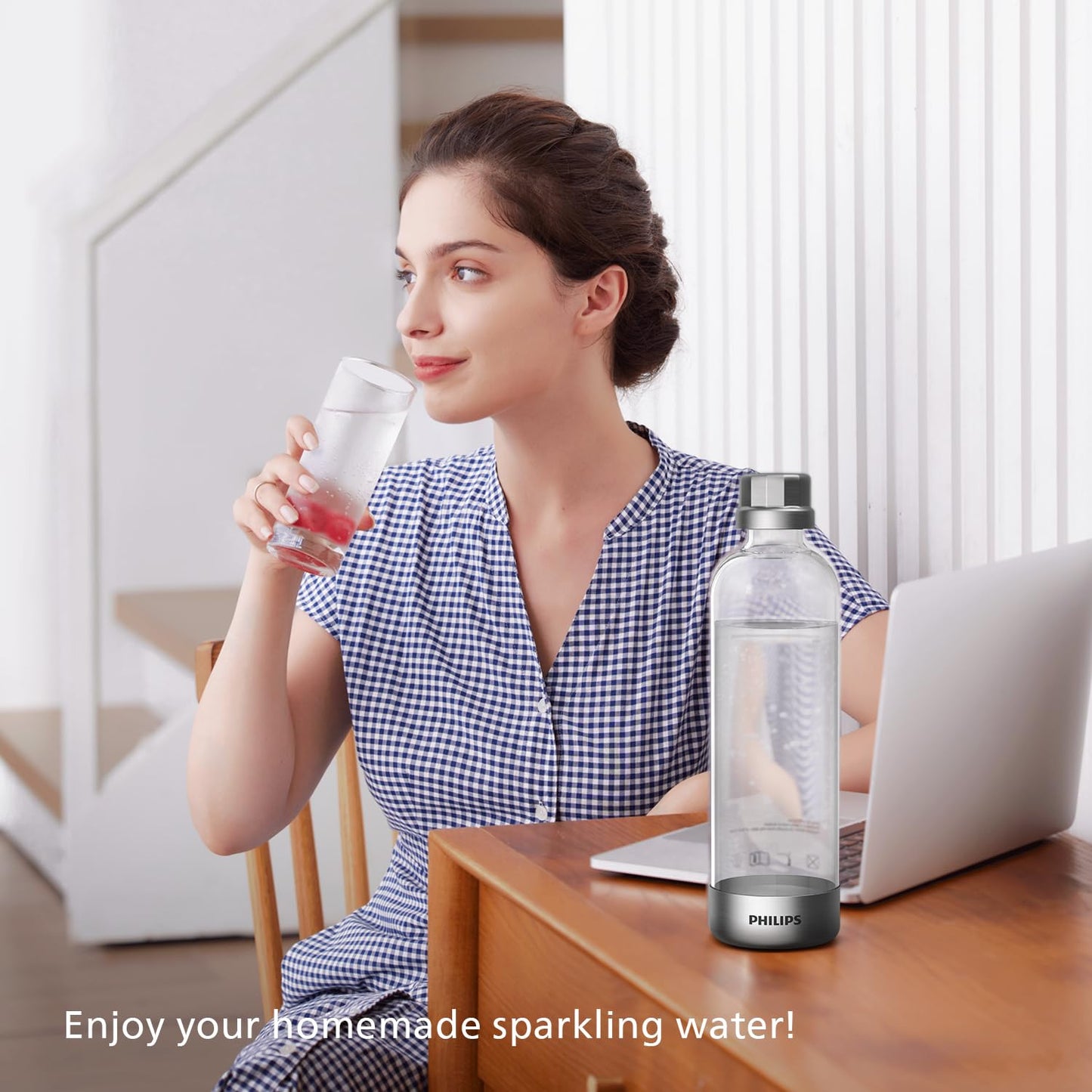 Philips Stainless Sparkling Water Maker Soda Maker Machine with Quick Twist Bottle, Black