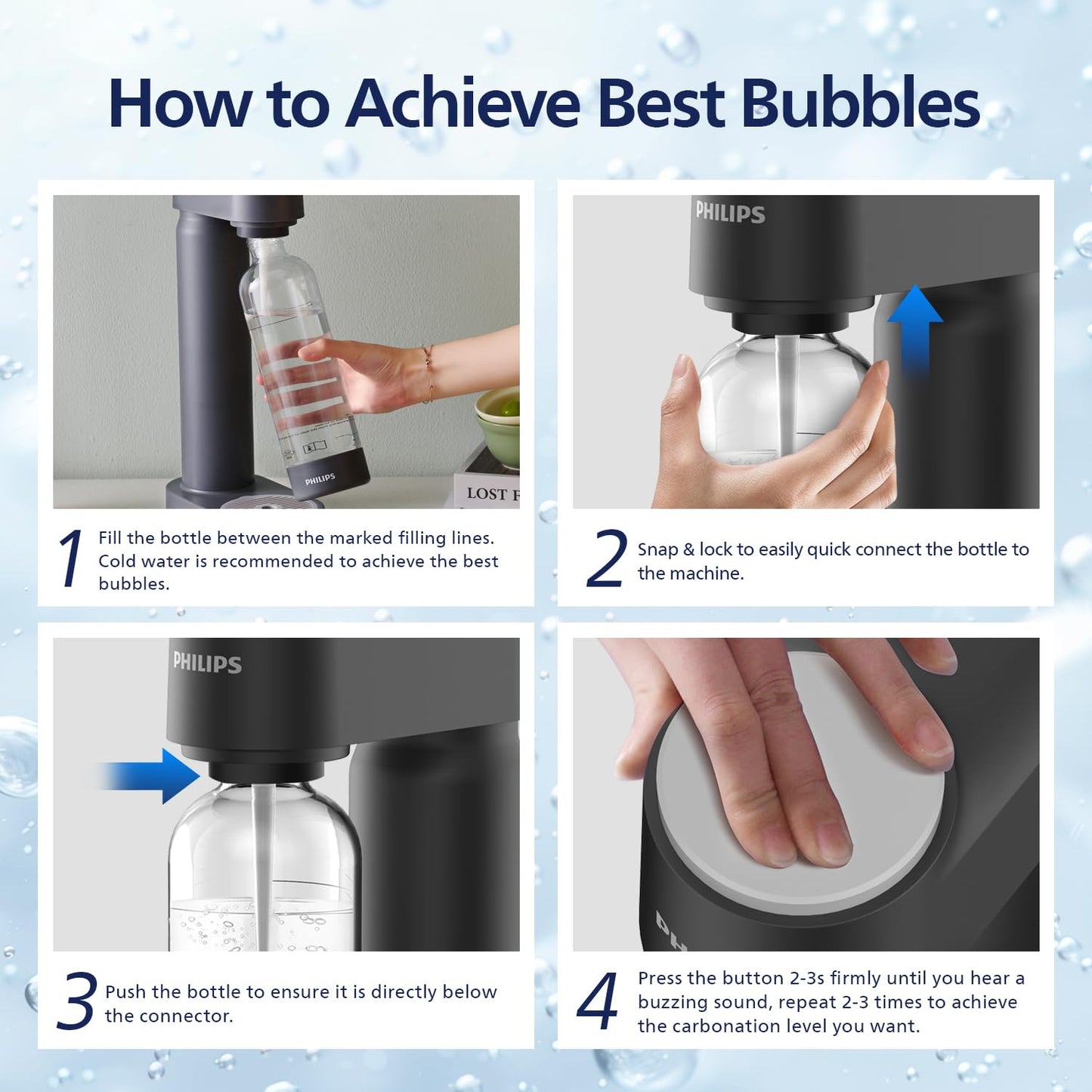 PHILIPS Sparkling Water Maker, Soda Maker Machine with 1L Quick Twist Carbonating Bottle