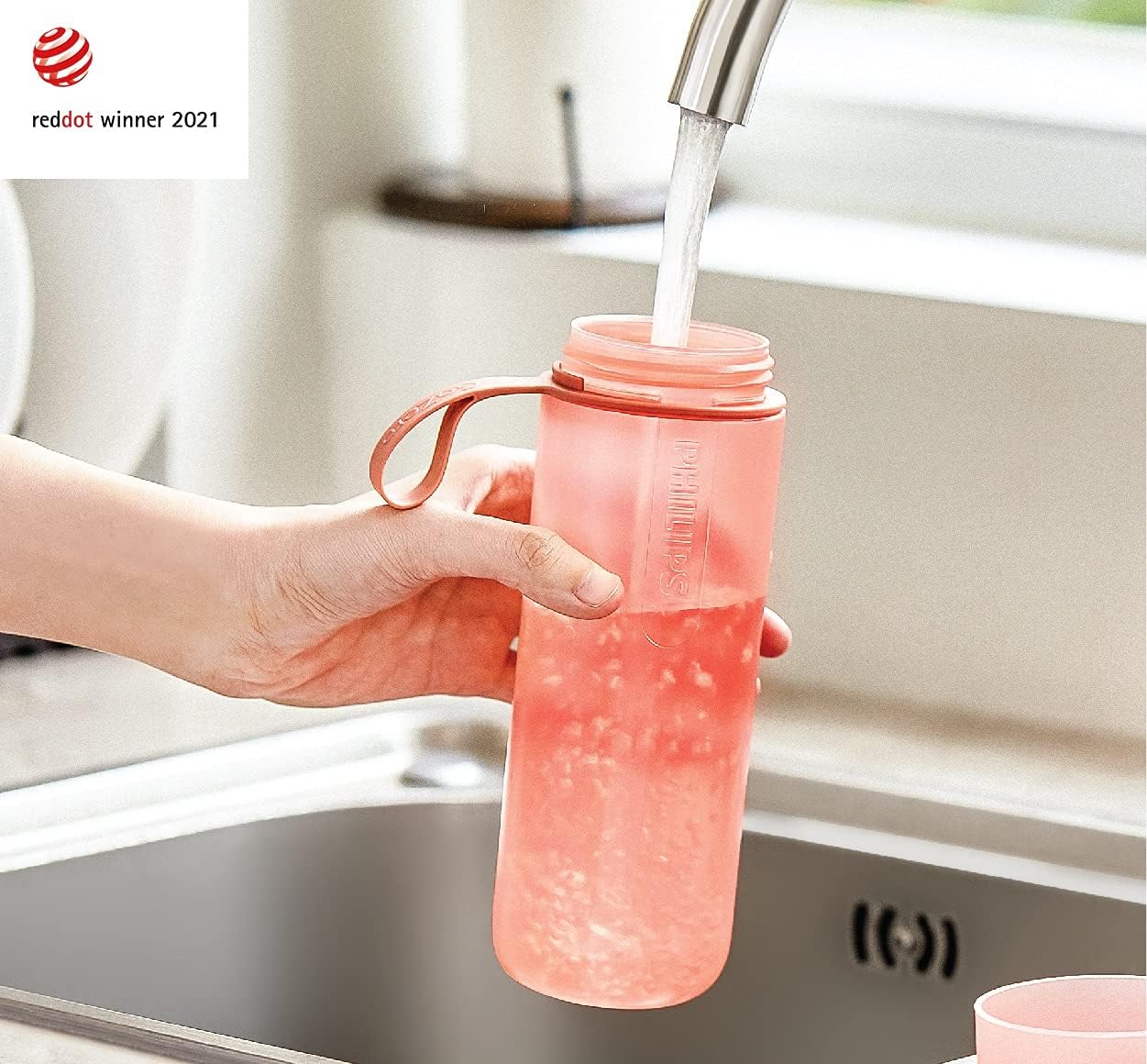 Philips GoZero Water BPA-Free Active Water Bottle with Tap Water Fitness Filter, Sport Squeeze Water Bottle, Lightweight