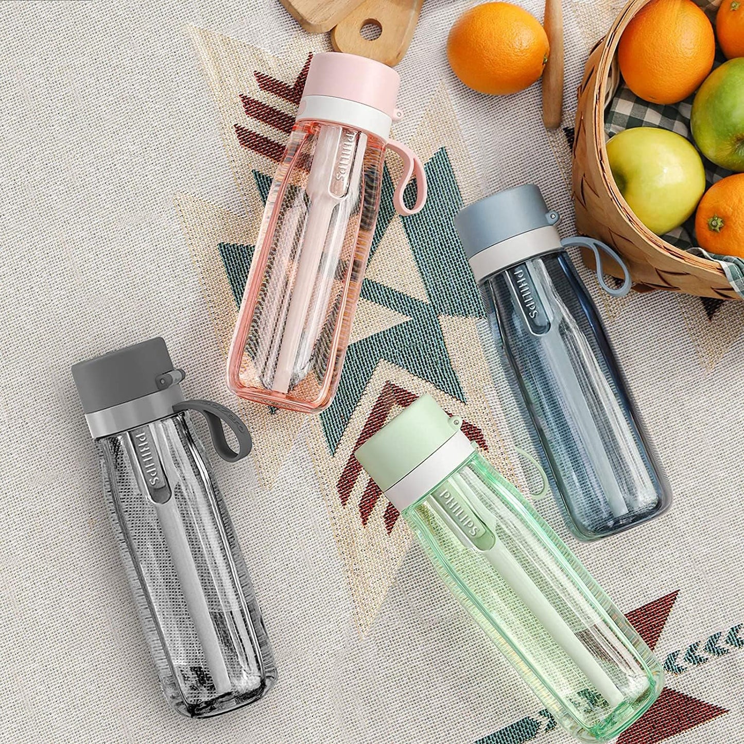 PHILIPS Filtered Water Bottle, BPA-Free Tritan Plastic Water Bottles, Replaces 450 Plastic Water Bottle with Reusable GoZero Everyday Water Filter, Portable Filtering Bottle for Travel