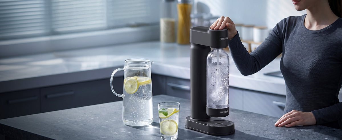 PHILIPS Sparkling Water Maker, Soda Maker Machine with 1L Quick Twist Carbonating Bottle