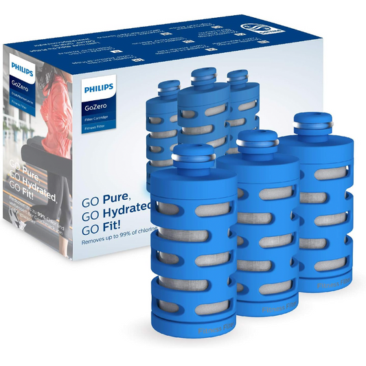 PHILIPS Water GoZero Fitness Filters, Replacement Filter Cartridge, Activated Carbon Fiber Filter for GoZero Active Bottle, 3 Counts, AWP287/37