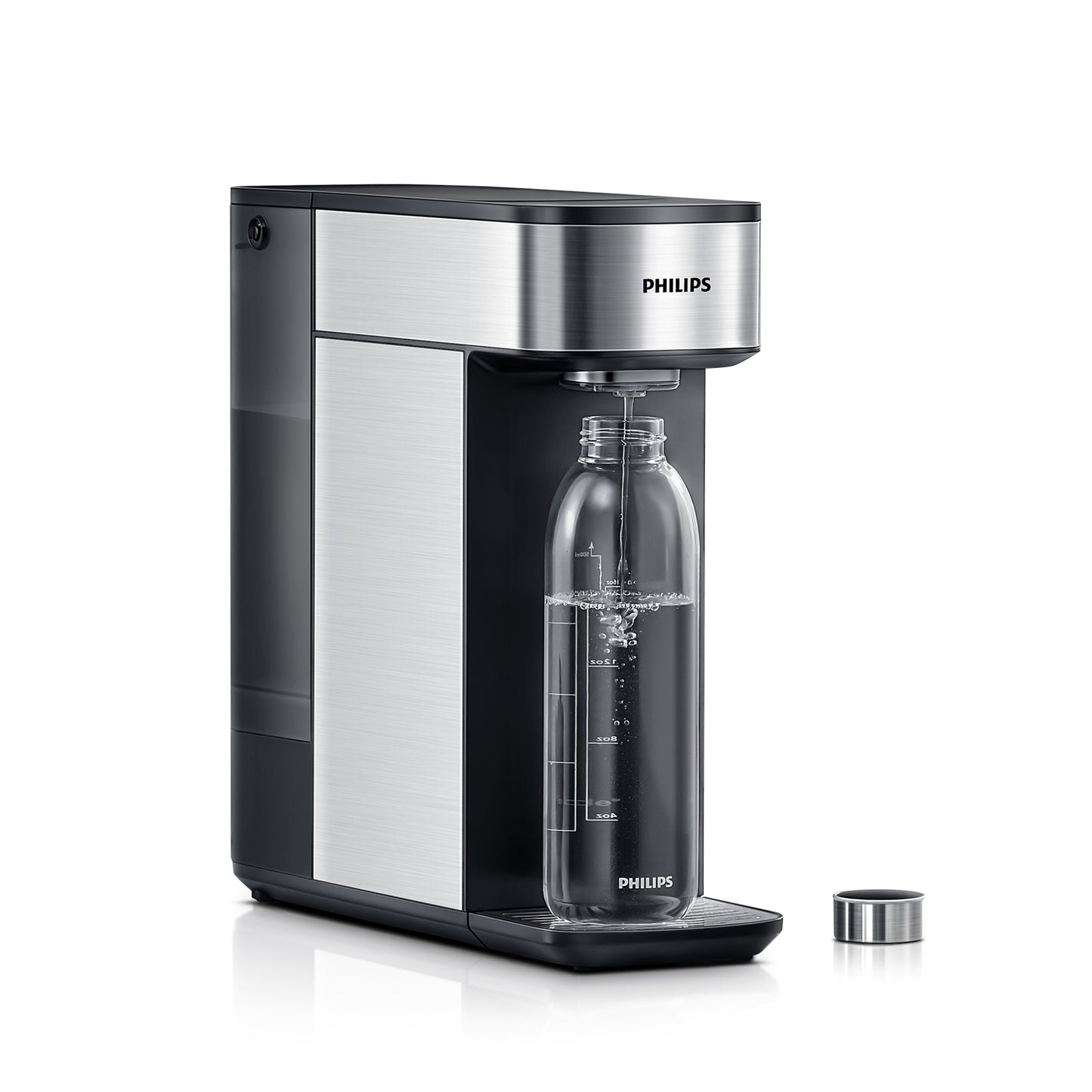 PHILIPS 16.9 Oz Glass Bottles for ADD5930 Countertop Reverse Osmosis Water Filter Dispenser, Stainless Steel Leak Proof Lid BPA Free, 2 Pack