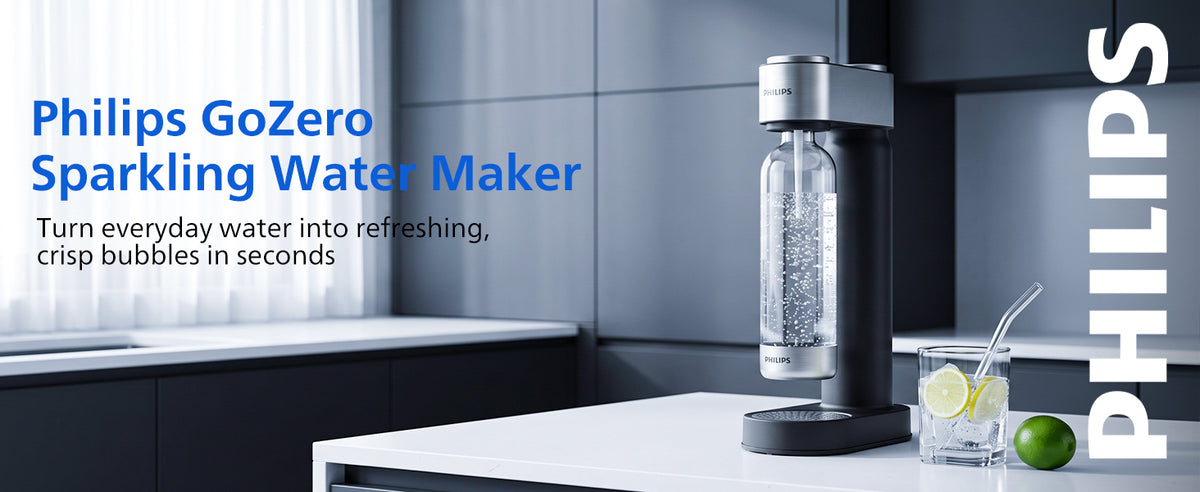 Philips Stainless Sparkling Water Maker Soda Maker Machine with Quick Twist Bottle, Black