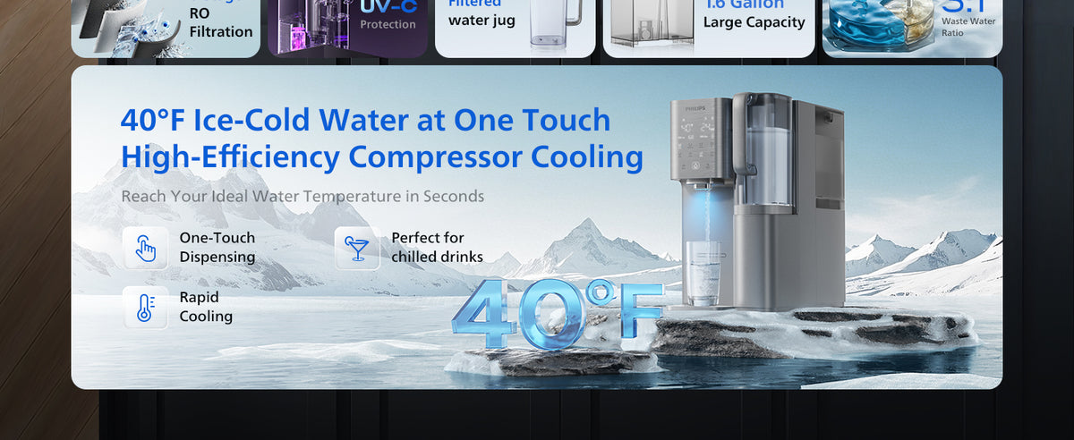 Philips Reverse Osmosis Water Dispenser Countertop, RO Cold and Hot Water, NSF/ANSI 372 Certified, ADD6928DG