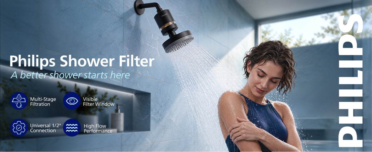 Philips Shower Filter, Visible Window & Clear Filter Cartridge, Black