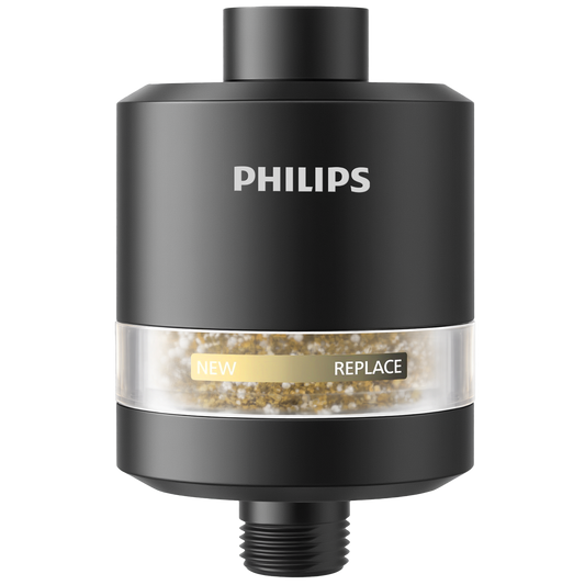 Philips Shower Filter, Visible Window & Clear Filter Cartridge, Black