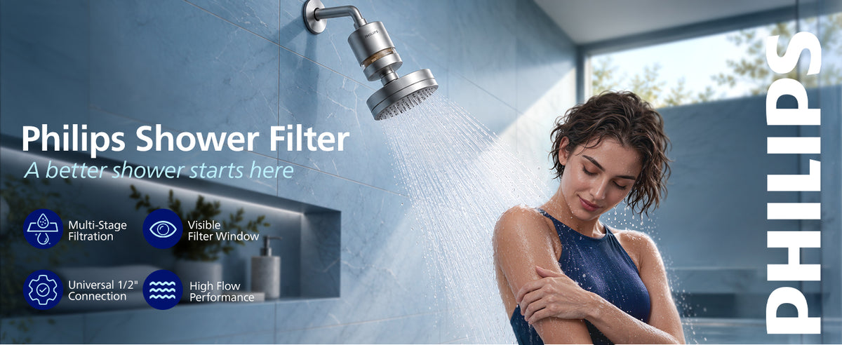 Philips Shower Filter, Visible Window & Clear Filter Cartridge, Nickel
