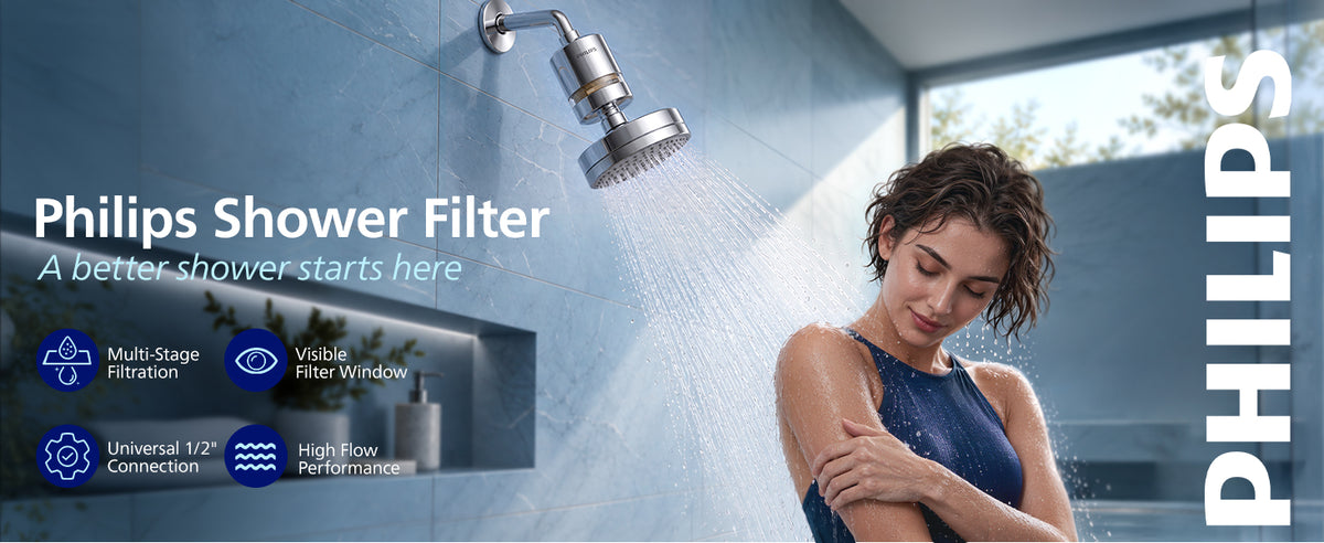 Philips Shower Filter, Visible Window & Clear Filter Cartridge, Chrome